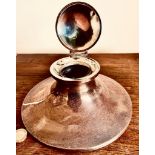 SILVER CAPSTAN INKWELL, BASE DIAMETER APPROXIMATELY 20cm