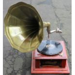 Vintage wooden cased Gramophone Co. "Primaphone", with original brass horn used condition. not