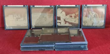 SEVENTEEN VARIOUS EARLY 20th CENTURY MAGIC LANTERN SLIDES DEPICTING THE ISLE OF MAN SOME HAVE CRACKS