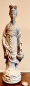 BLANC DE CHINE CERAMIC GLAZED FIGURE OF KWAN YIN, APPROXIMATELY 26cm HIGH