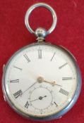 VICTORIAN HALLMARKED SILVER POCKET WATCH WITH ENAMELLED DIAL, CHESTER ASSAY DATED 1882 REASONABLE,