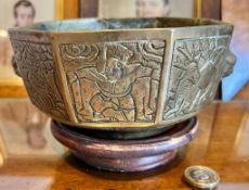 ORIENTAL BRASS BOWL, DIAMETER APPROXIMATELY 15cm