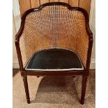 MAHOGANY FRAME FRENCH STYLE BERGERE ARMCHAIR