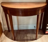 DEMI LUNE MAHOGANY TEA TABLE, APPROXIMATELY 91 x 45 x 74cm