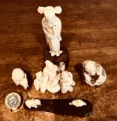 SMALL COLLECTION OF SIX ORIENTAL IVORY CARVINGS