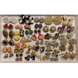 FORTY-TWO PAIRS OF VINTAGE COSTUME JEWELLERY EARRINGS