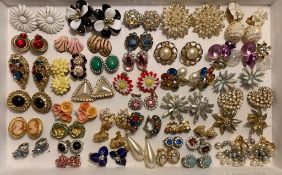 FORTY-TWO PAIRS OF VINTAGE COSTUME JEWELLERY EARRINGS