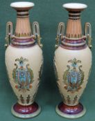 Pair of Mettlach glazed and unglazed stoneware vases, no. 2505. Approx. 34cm H