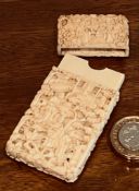 CARVED IVORY ORIENTAL CARD CASE, APPROXIMATELY 7.25 x 3.75cm