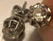 PAIR OF DIAMOND (MACHINE TESTED) AND UNMARKED WHITE METAL STUD EARRING APPROX 0.75ct, TOTAL WEIGHT