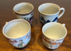 FOUR VARIOUS 19th CENTURY ORIENTAL CUPS, LARGEST APPROXIMATELY 7cm HIGH