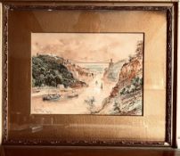 A HANDCOCK, WATERCOLOUR- CLIFTON BRIDGE FROM LEIGH WOODS, BRISTOL, SIGNED AND DATED LOWER LEFT 1903,