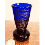 BLUE COLOURED MASONIC LODGE OF FIDELITY No6843 GOLDEN JUBILEE 2000 FIRING GLASS
