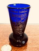 BLUE COLOURED MASONIC LODGE OF FIDELITY No6843 GOLDEN JUBILEE 2000 FIRING GLASS