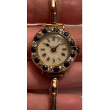 SWISS MADE 18ct GOLD WATCH SET WITH TEN APPROX 0.15ct DIAMONDS, ELEVEN APPROX 0.15ct SAPPHIRES
