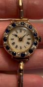 SWISS MADE 18ct GOLD WATCH SET WITH TEN APPROX 0.15ct DIAMONDS, ELEVEN APPROX 0.15ct SAPPHIRES