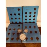 TWO CASES OF FARTHINGS, SILVER COLOURED PETER SCOTT MEDAL PLUS TWO SILVER CROWNS