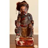 19th CENTURY CARVED AND PAINTED FIGURE, APPROXIMATELY 24cm HIGH