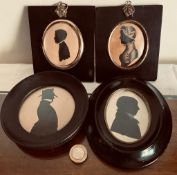 FOUR 19th CENTURY OVAL SILHOUETTE PORTRAITS, SUBJECTS UNKNOWN