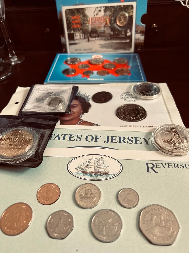 JERSEY COIN SETS, QUEEN ELIZABETH II 75th BIRTHDAY COIN PLUS VARIOUS OTHERS, AS PER IMAGE, PLUS 1896