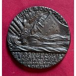 BRONZE 'SINKING OF LUSITANIA' MEDALLION, DIAMETER APPROXIMATELY 5.25cm