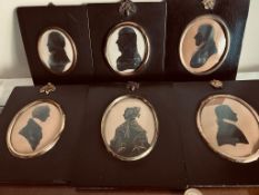 SIX 19th CENTURY VARIOUS UNKNOWN SILHOUETTE PORTRAITS