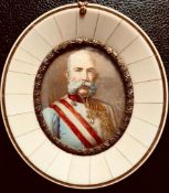 MINIATURE OVAL PORTRAIT- KAISER FRANZ VON OSTERREICH, APPROXIMATELY 5.75 x 4.75cm