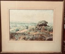 DIBDIN, WATERCOLOUR- BICKERTON HILL, FRAMED AND GLAZED, APPROXIMATELY 12 x 14