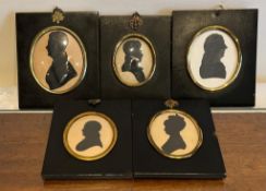 FIVE VARIOUS UN-NAMED SILHOUETTES