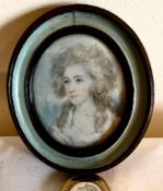 ATTRIBUTED TO RICHARD COSWAY, MINIATURE PORTRAIT WITHIN OVAL FRAME, APPROXIMATELY 5 x 4cm