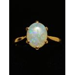 9ct GOLD RING SET WITH OPAL, TOTAL WEIGHT APPROXIMATELY 2.4g