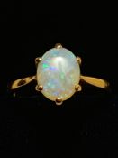 9ct GOLD RING SET WITH OPAL, TOTAL WEIGHT APPROXIMATELY 2.4g