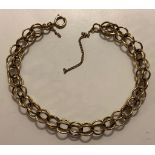 9ct GOLD DUO LOOP BRACELET, WEIGHT APPROXIMATELY 11.1g