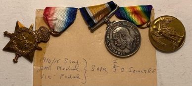 WWI TRIO OF MEDALS TO SAPPER JO JONES ROYAL ENGINEERS