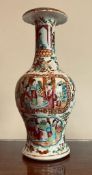 CANTONESE FAMILLE ROSE VASE WITH PANELS OF TEMPLE SETTING, APPROXIMATELY 25cm HIGH