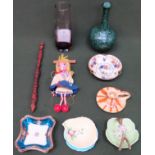 Sundry lot including glass Caithness vase, Japanese ceramic vase, Pelham puppet, plus ceramics