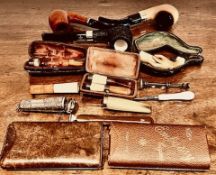 PETERSON, BARLING AND GBD NEW PIPES, AMBER HOLDERS, MEERSCHAUM CHEROOT HOLDERS, SILVER CASE ETC.