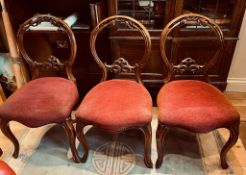 THREE MATCHING WALNUT VICTORIAN SALON CHAIRS