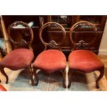 THREE MATCHING WALNUT VICTORIAN SALON CHAIRS