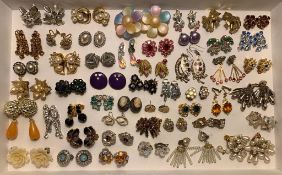 FORTY-NINE PAIRS OF VINTAGE COSTUME JEWELLERY EARRINGS