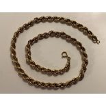 9ct GOLD TWISTED CHAIN, APPROXIMATELY 25cm LONG AND 19.8g