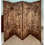 FOUR-FOLD MACHINE MADE TAPESTRY SCREEN, EXH PANEL APPROXIMATELY 195 x 61cm