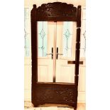 ORIENTAL HARDWOOD TWO-FOLD SCREEN FRAME, APPROXIMATELY 187 x 85cm