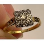 18ct GOLD SQUARE FORMED RING SET WITH EIGHT DIAMONDS APPROX 0.7ct AND ONE DIAMOND APPROX 0.2ct ,
