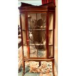 MAHOGANY CORNER DISPLAY CABINET, APPROXIMATELY 75 x 154cm