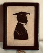 MINIATURE SILHOUETTE PORTRAIT, JC SMITH, QUEENS COLLEGE OXFORD 1845, APPROXIMATELY 11 x 8cm