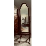 MAHOGANY FRAMED CHEVAL MIRROR, APPROXIMATELY 150cm HIGH