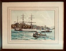 FRANK SHIPSIDES, WATERCOLOUR- THE BARQUE 'STRATSAARD BRUMENKUHL', INFORMATION ON REVERSE,