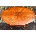 INLAID MAHOGANY OVAL TABLE, APPROXIMATELY 80 x 54 x 72cm