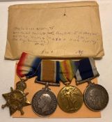 WWI GROUP OF FOUR MEDALS AWARDED TO EM MAYNE ROYAL NAVY HMS VIVID, INCLUDES LONG SERVICE MEDAL